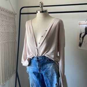 A&F cream ribbed button down cardigan.